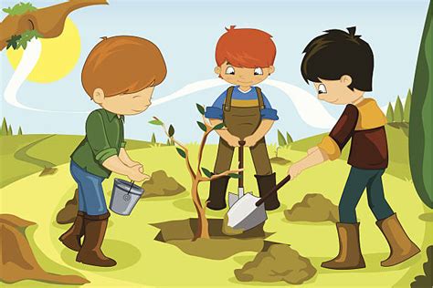 People Planting Trees Drawing Illustrations, Royalty-Free Vector Graphics & Clip Art - iStock