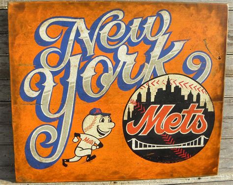 New York METS baseball Sign original handmade faux