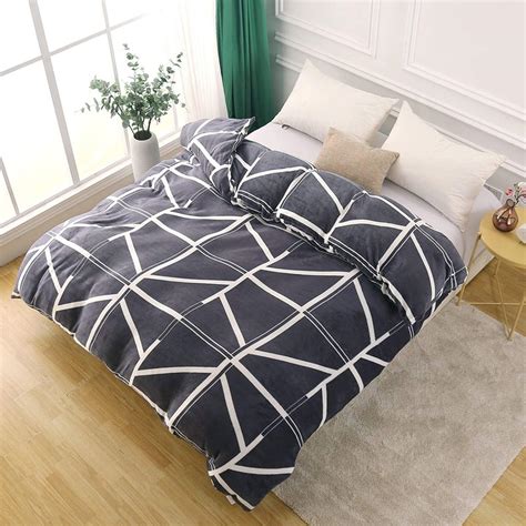 Printed Flannel Quilt Cover,Keep Warm Double-sided Duvet Cover With Zipper Closure,Skin-friendly ...