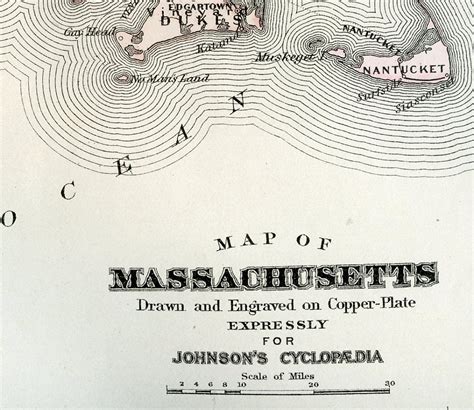 Massachusetts ORIGINAL MAP Antique 1895 Map of Massachusetts | Etsy