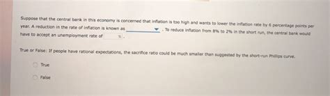 Solved 7. The costs of disinflation The following graph | Chegg.com