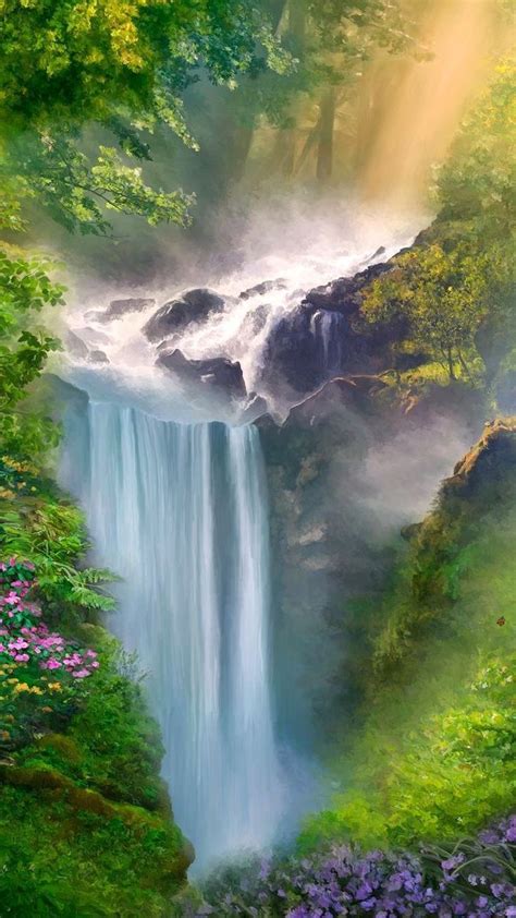 Flower Waterfall Trees Wallpapers on WallpaperDog