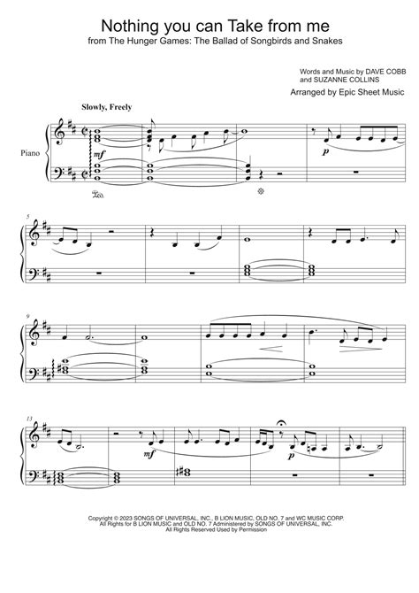 Nothing You Can Take From Me (arr. Epic Sheet Music) Sheet Music ...