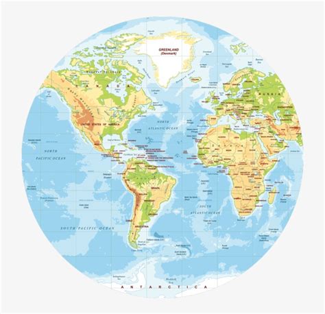 Polypropylyn Physical World Map Round Placemat F-2 - World Map Round ...