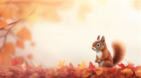 Beautiful Autumn Leaves Cute Squirrel Background, Autumn, Fallen Leaves, Maple Leaf Background ...