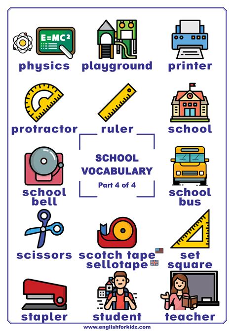 School Vocabulary Posters