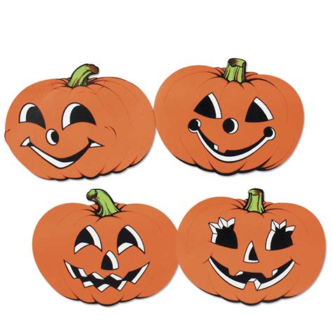 Halloween 4 Piece Pumpkin Cutout Set | Pumpkin cutouts, Vintage ...