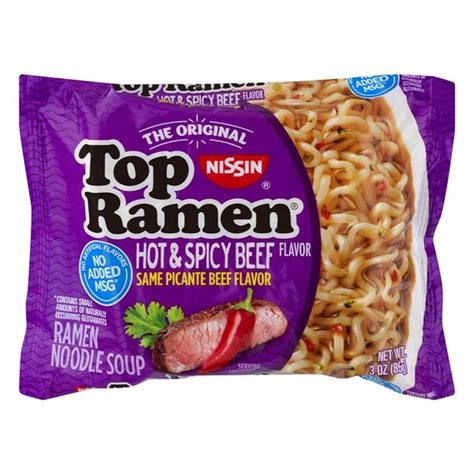 Nissin Top Ramen Ramen Noodle Soup Hot & Spicy Beef (3 oz) - Instacart