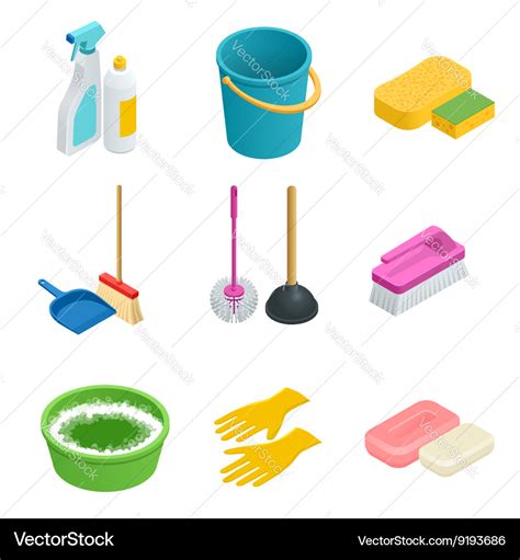 Set of cleaning tools home clean sponge Royalty Free Vector