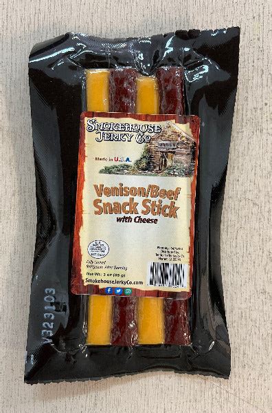 3.5oz Venison Beef Snack Stick with Cheese – Smokehouse Jerky