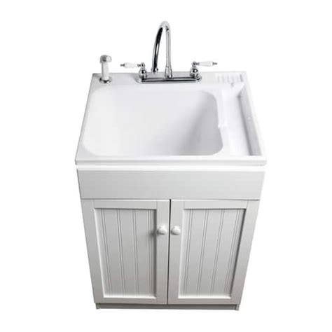 ASB 25-in x 22-in White Freestanding Composite Laundry Utility Sink ...