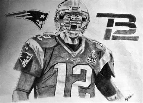 Tom Brady Drawing, Pencil, Sketch, Colorful, Realistic Art Images | Drawing Skill