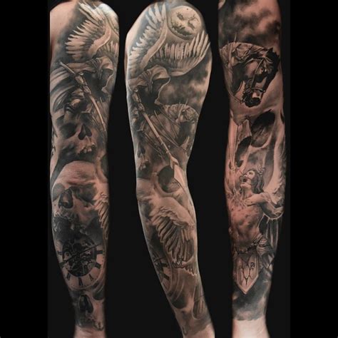 Angels and demons tattoo | Sleeve tattoos, Tattoo sleeve designs, Full sleeve tattoos