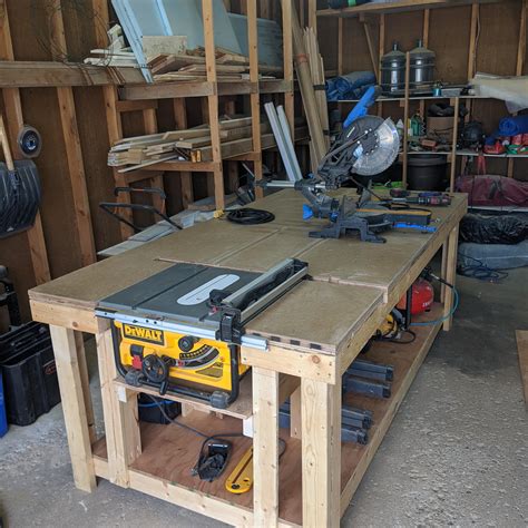 DIY Mobile Workbench Compact Woodworking Station Miter Saw, Table Saw, Planer Small Garage ...