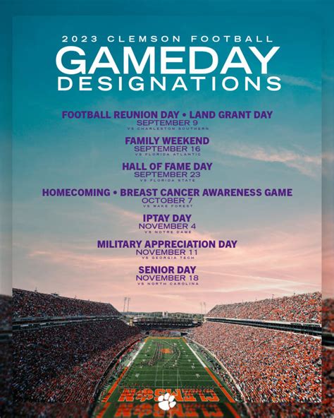 Clemson Announces 2023 Football Gameday Designations – Clemson Tigers ...