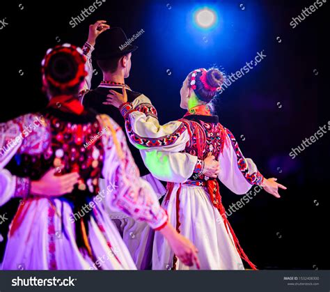 Romanian Traditional Folkloric Costumes On Dancers Stock Photo ...