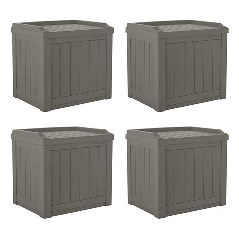 Suncast 22 Gallon Small Resin Patio Storage Deck Box and Seat, Stoney (4 Pack) - Walmart.com ...