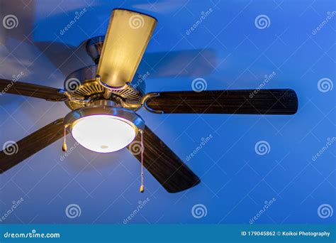 Ceiling fan stock photo. Image of blue, ceiling, lighting - 179045862