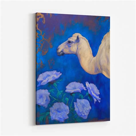 Camel With Blue Flowers Wall Art