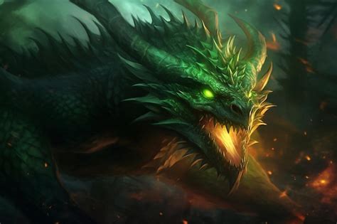 Premium AI Image | Green fire dragon Year of the Dragon Chinese new year