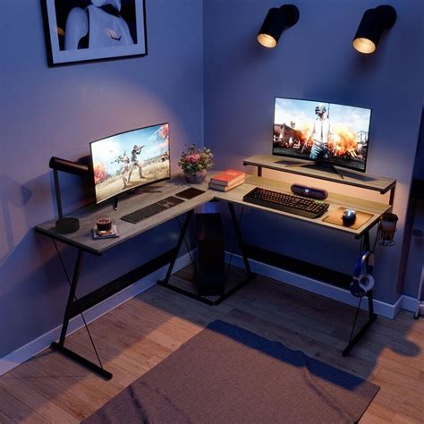 Abeyta Reversible L-Shape Gaming Desk | Bedroom setup, Game room design, Room setup