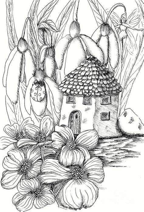 Dog Wood Garden Fairy House Drawing by Dawn Boyer - Fine Art America