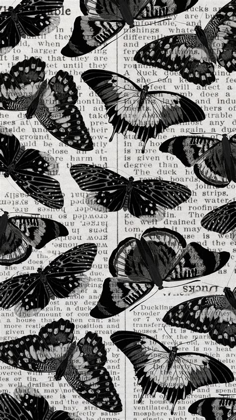 Black butterfly patterned phone wallpaper, | Premium Photo Illustration ...