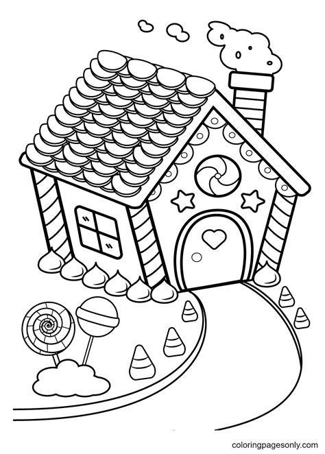 Candy House Coloring Pages