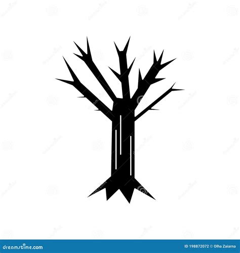 Black Withered Tree Icon Isolated On White Background. Bare Tree. Dead Tree Silhouette. Vector ...