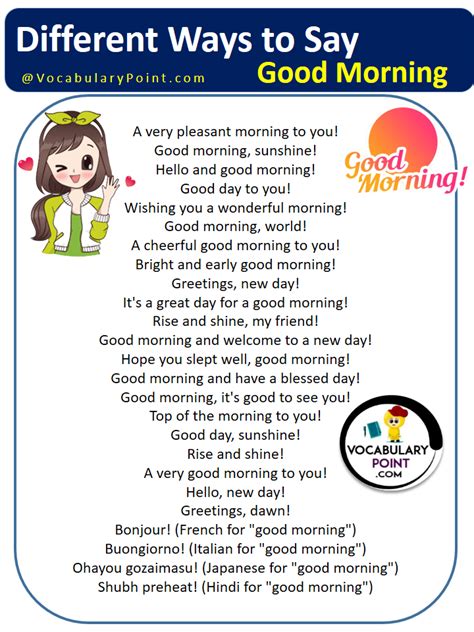 Different Ways To Say Good Morning - Vocabulary Point