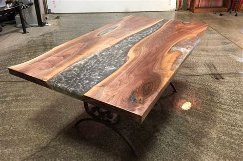 Black Walnut Epoxy River Dining Table Dining Table | Etsy