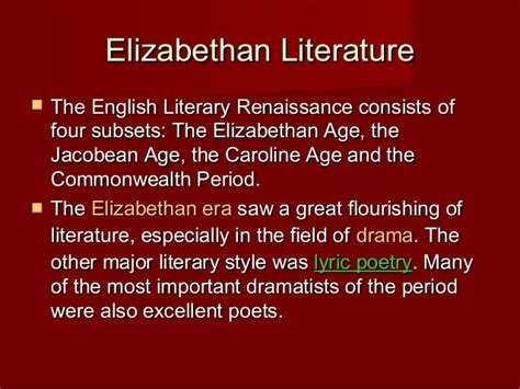 Elizabethan Period