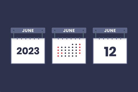 2023 calendar design June 12 icon. 12th June calendar schedule ...