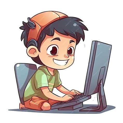 Premium AI Image | Cartoon character of kid use computer to study ...