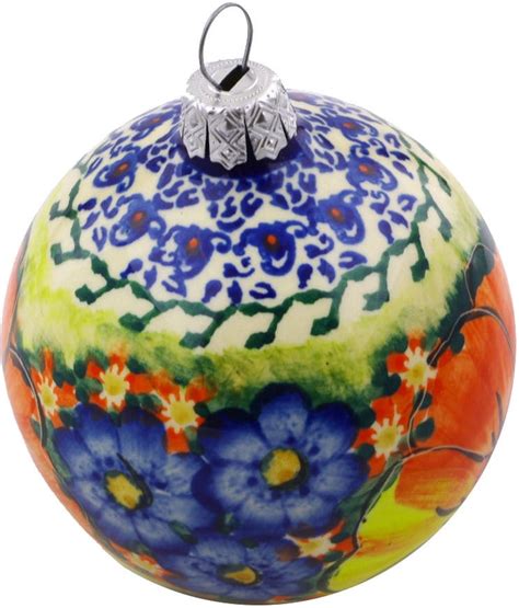 Polish Pottery 3¾-inch Ornament Christmas Ball (Mystical Garden Theme) Signature UNIKAT Hand ...