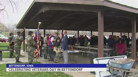 Dozens brave the cold for Bettendorf's Veterans Day memorial ceremony | wqad.com