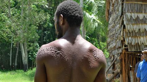 Crocodile scarification is an ancient initiation practised by the Chambri tribe of Papua New ...