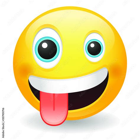 Crazy emoji with Zany Expression. Excited emoticon wild face. Vector design illustration ...