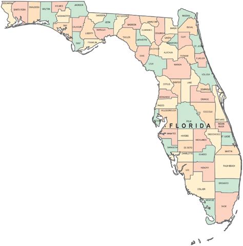 Map Of Counties In Florida Printable