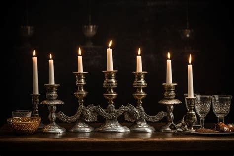 Premium AI Image | Hanukkah menorah with shiny candles