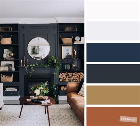 The best living room color schemes - Brown + Gold & Dark Blue Palette ...