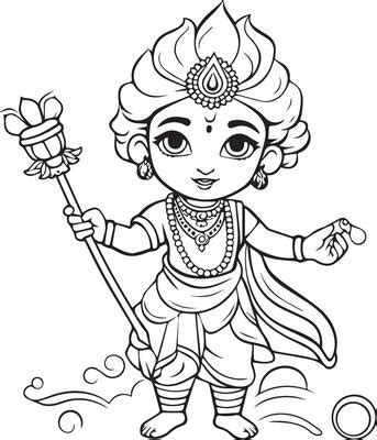 Krishna Black And White Vector Art, Icons, and Graphics for Free Download