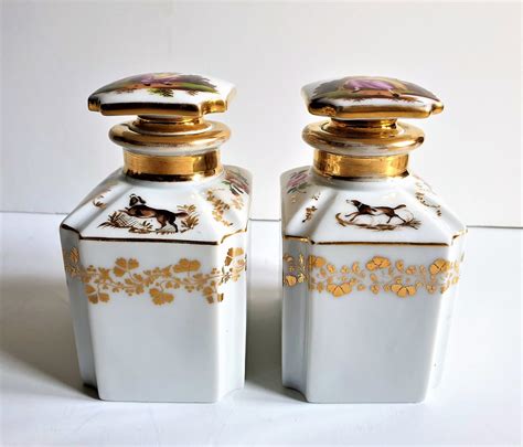 Pair Antique Tea Caddies Hand Painted Porcelain Old Paris Porcelain Tea ...