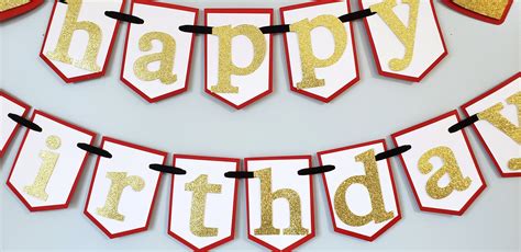 Red and Gold Heart Birthday Banner First Birthday Banner | Etsy