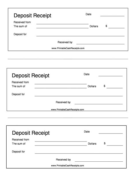 Browse Our Printable Cash Deposit Receipt Template | Receipt template, Free receipt template ...