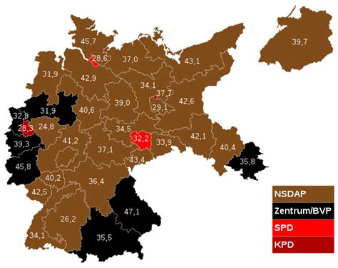 Result of the November 1932 German Federal election [600x475] : MapPorn