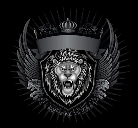 Black Background Roaring Lion Stock Vector - Illustration of threat ...