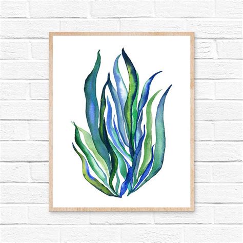 Home & Living Bathroom Décor Seaweed Watercolor Print Bathroom etna.com.pe