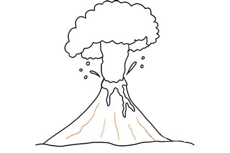 Volcano drawing: Easy, Colored, Labels and Shield