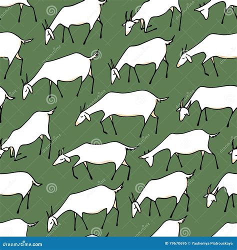 Goats seamless pattern stock vector. Illustration of eating - 79670695